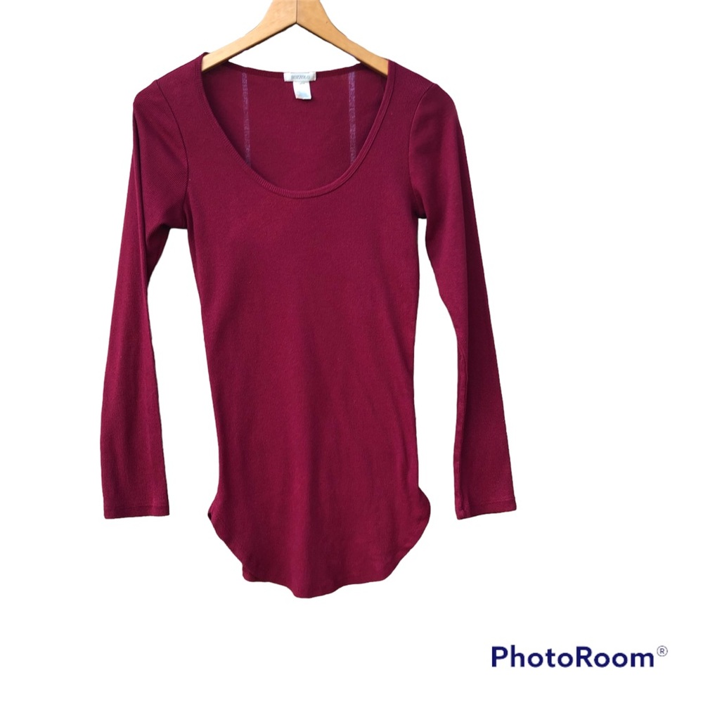 Bozzolo Shirt Ribbed Burgundy Long Sleeve Sz. Large